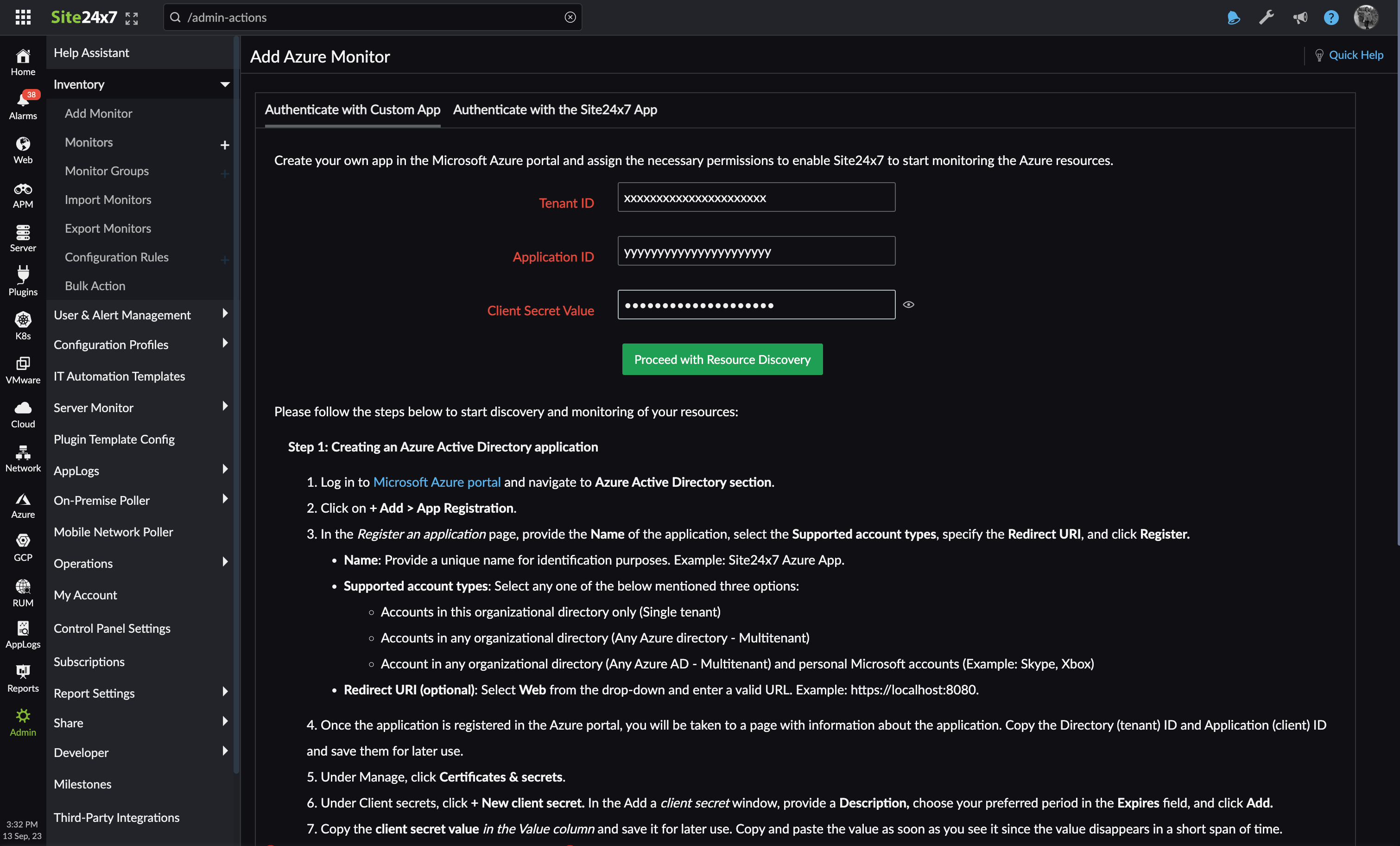 Authenticate Azure App