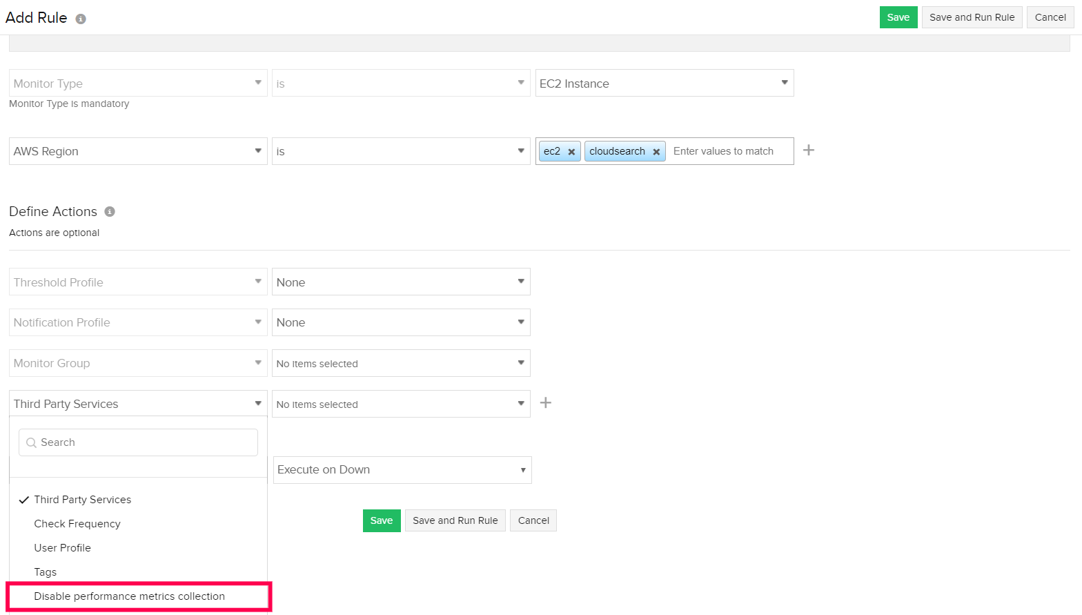 Configure rules to enable uptime monitoring of AWS resource