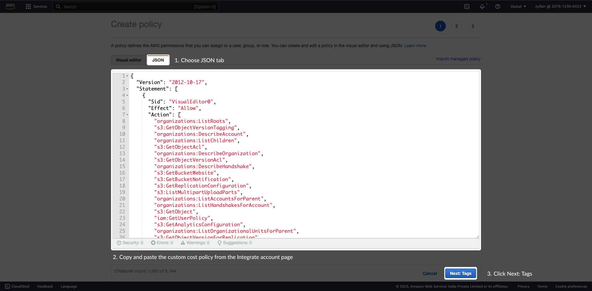 json tab