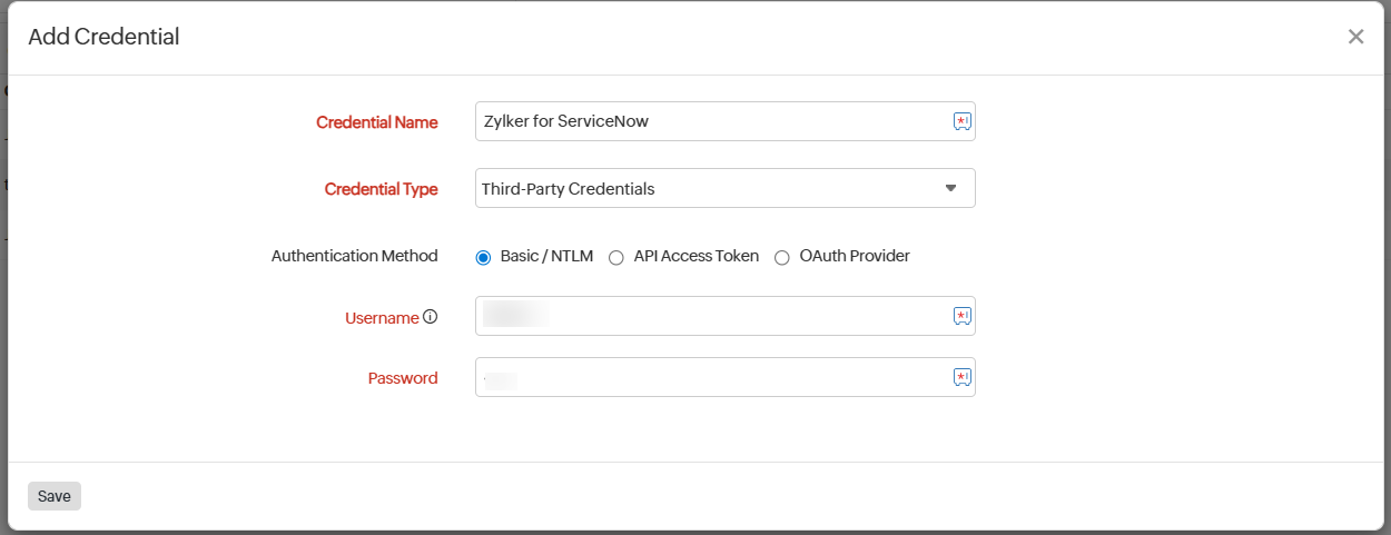 Credential Profile - ServiceNow 