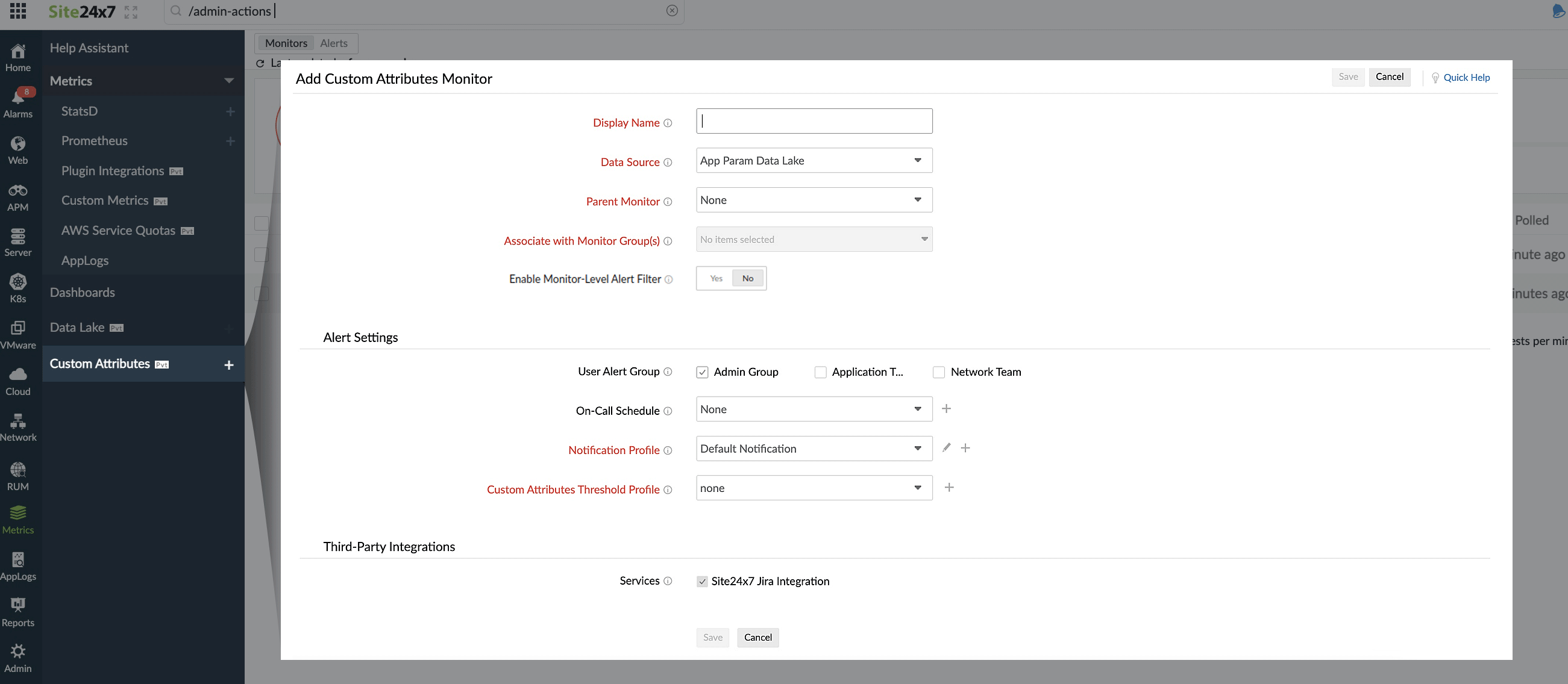 Add a custom attributes monitor