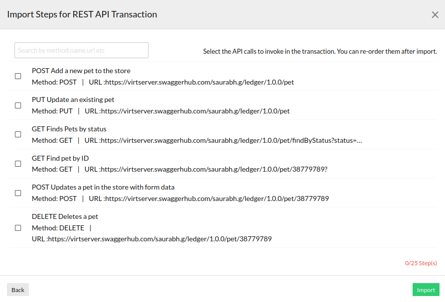 Importing rest api transaction steps using postman json