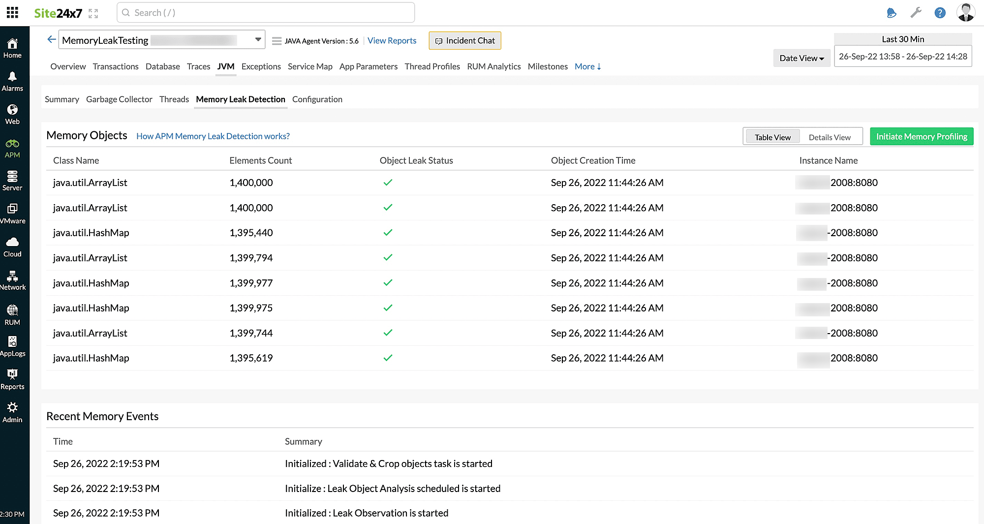 Initiate Memory Profiling