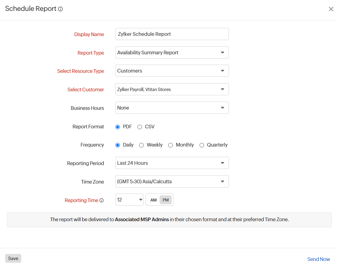 MSP Scheduled Report