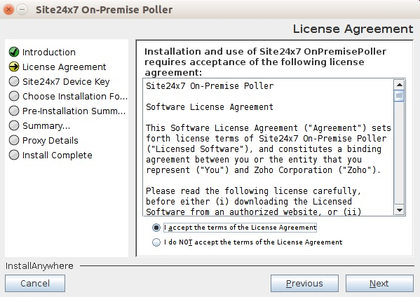 Linux On-Premise Poller license agreement