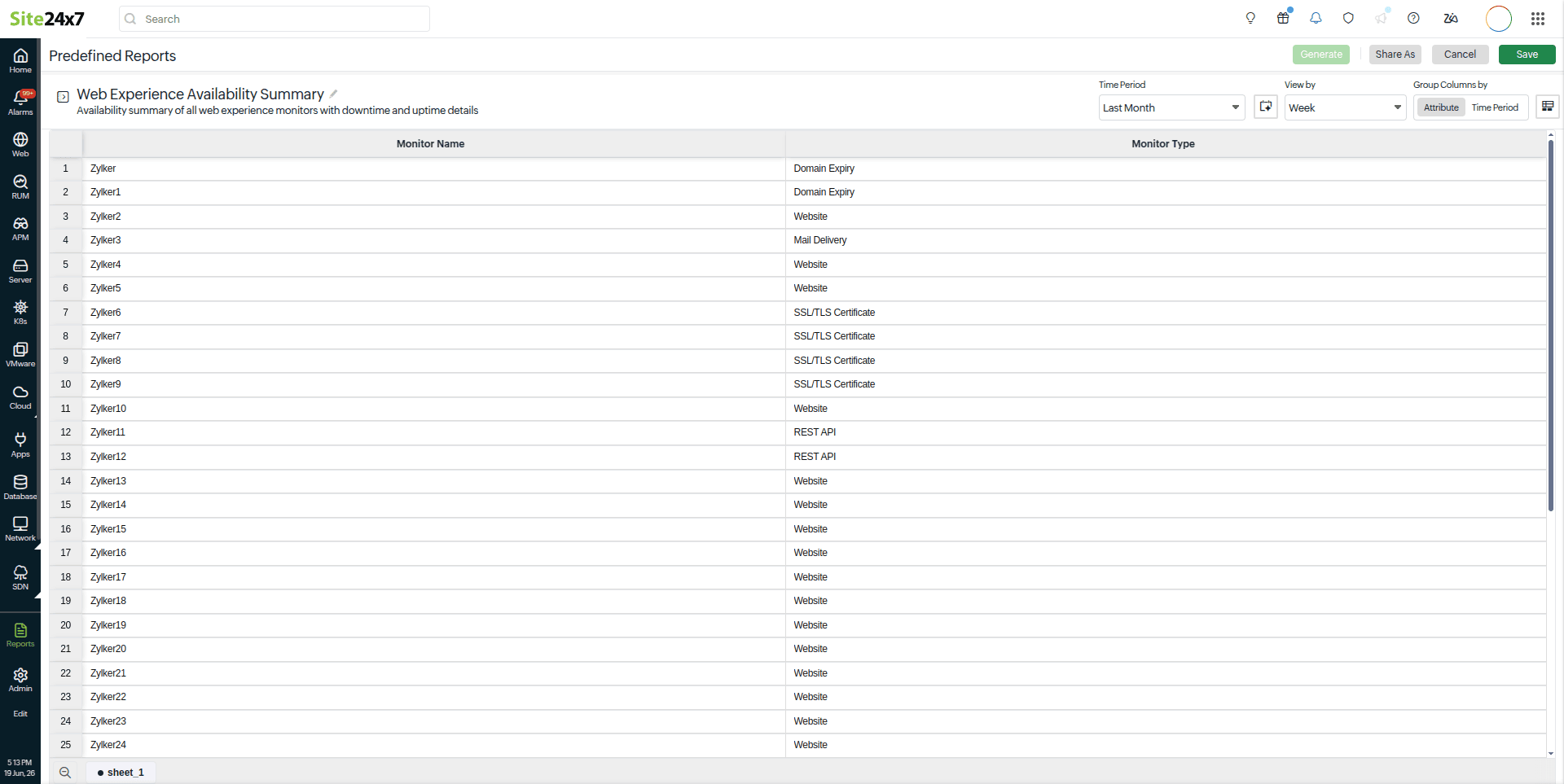 predefined-report-sheet-view