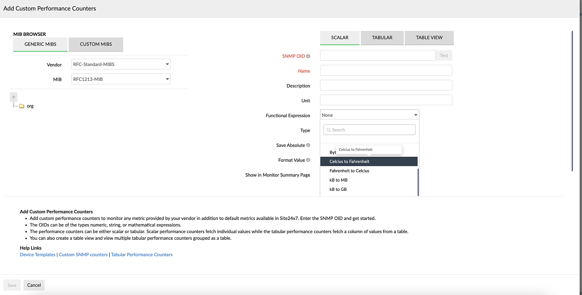 Selecting an option for functional expression